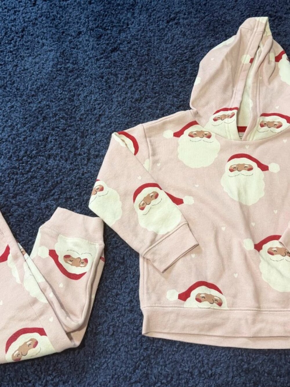 Carter’s Girls Santa Hoodie & Jogger Set – 3T – Pink Christmas Outfit
